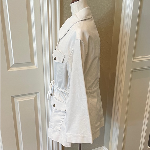 Ann Taylor weekend Utility Jacket Drawstring Waist Ivory S - Picture 4 of 9